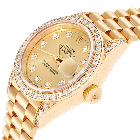 gold diamond watch rolex|rolex watch diamond bezel prices.